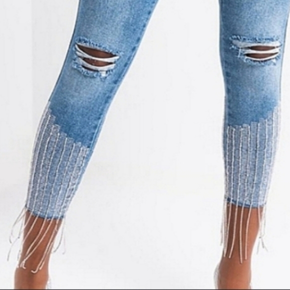Akira too good rhinestone high-waisted jeans - Picture 2 of 3